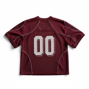 เสื้อเจอร์ซีย์ตาข่ายทรงบ็อกซี่สำหรับผู้ชาย เนื้อผ้าระบายอากาศได้ดี สไตล์สปอร์ตแวร์ลำลองแนวสตรีท เสื้อครอปตาข่ายทันสมัย - Product Image 1