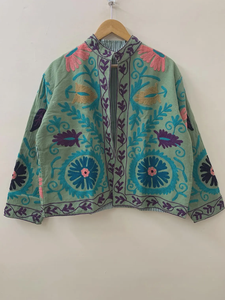 แจ็กเก็ตแนวโบฮีเมียนวินเทจเสื้อโค้ทผ้าฝ้าย100% ปักลายดอกไม้สไตล์อินเดียปักลายดอกไม้ - Product Image 4