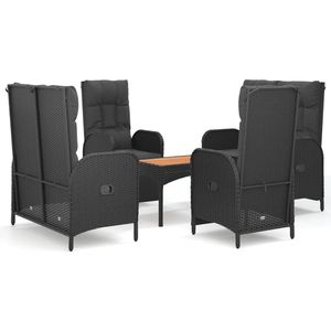 Conjunto de Jardín de Cinco Piezas en Poliratán Negro con Cojines, Muebles de Exterior de Estilo Contemporáneo, Resistentes a la Intemperie, para Patio - Product Image 2
