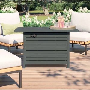 Gray Outdoor <b>Fire</b> <b>Pit</b> <b>Table</b> <b>with</b> Lid 25 H X 42 W - Product Image 1