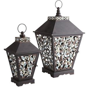Juego de Faroles de Hierro para el Hogar con Diseño Intrincado de Grabado, Hechos a Mano y Portátiles para Decoración del Hogar y Navidad - Product Image 1