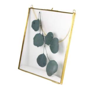 Cadre photo flottant vintage doré fait main en laiton triangulaire avec verre pour décoration murale élégante et présentation d'herbier - Product Image 2
