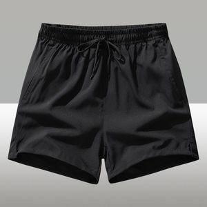 Pantalones Cortos Casuales Clásicos para Hombre, Tejido de Mezcla de Algodón, Cordón Ajustable, Dobladillo Dividido, Uso Diario, Color Sólido, Ropa de Verano - Product Image 4