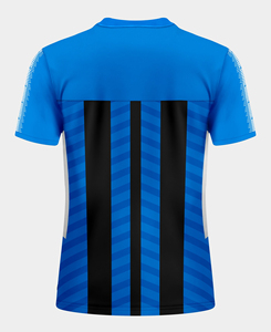 Camiseta de Fútbol de Alto Rendimiento para Hombre, Azul y Negro a Rayas, Manga Corta, Cuello Redondo, Poliéster que Absorbe la Humedad, Ropa Deportiva, MOQ Bajo - Product Image 2
