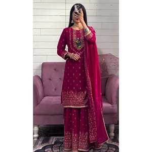 Conjunto de ropa de fiesta de diseñador para mujer con top elegante Dupatta Sharara - Product Image 6