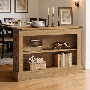 Table console longue à double niveau avec espace de rangement pour entrées ou canapés - Product Image 3