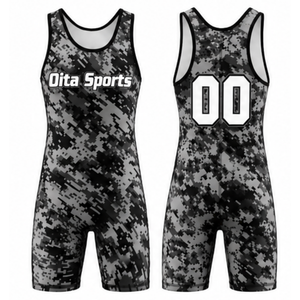 Men Gray Black Camouflage Sublimated Wrestling Singlet Polyester Lightweight <b>Athletic</b> Wrestling Uniform Sportswear Performance - Product Image 1