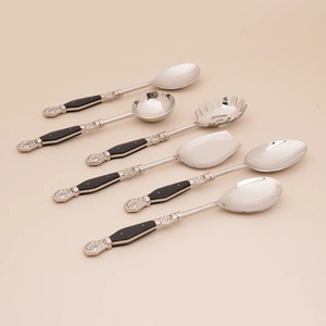 Juego de Cubiertos Clásicos de Metal con Mangos Negros, Acabado Espejo, Aptos para Lavavajillas, Cubiertos para Bodas - Product Image 6