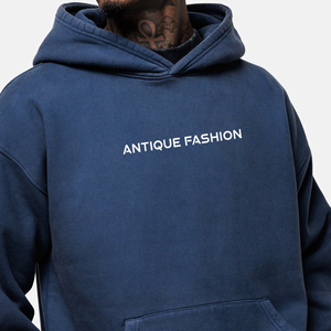 Sweat à capuche vintage délavé, coupe oversize, en coton, avec logo personnalisé, pour hommes, par Antique Fashion - Product Image 4