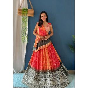Ensemble Lehenga Choli et Dupatta de mariage de dernière génération, style moderne, pur Chanderi, lavable en machine, haute qualité, en solde - Product Image 1