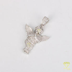 Hip Hop Angel Wing Pendant With Brilliant Diamond Look Jewelry Finish - Product Image 2