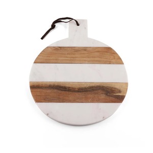 Tabla de Cortar Redonda de Mármol y Madera con Asa para Uso en la Cocina - Product Image 3