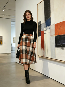 Jupe cargo vintage unie pour femme, taille régulière, longueur genou, en nylon, coupe trapèze, froncée, polyvalente et décontractée pour le streetwear - Product Image 1
