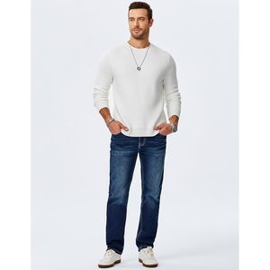 Pulls en maille personnalisés pour hommes, automne-hiver 2025, col rond classique, manches longues, coupe ajustée, doux et confortable, en polaire - Product Image 6