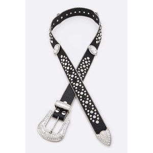 Cintura Western Crystal Almond con Elegante Design in PU e Concho in Plastica per Uomini e Donne - Product Image 2