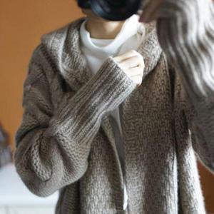 Autumn Winter Women's Casual Embroidered Eco-Friendly Vintage Hooded Knitted <b>Cardigan</b> <b>Coat</b> Large Size Shawl Long Sleeve Medium - Product Image 2