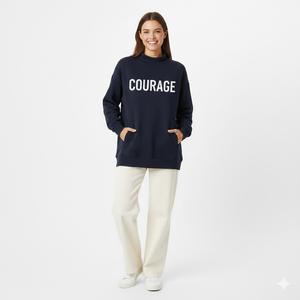 Nouveau sweat-shirt à col montant pour femme, imprimé avec logo personnalisé, automne/hiver, en polaire respirant, manches longues, tricoté, brodé, uni - Product Image 2