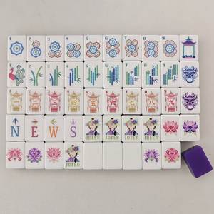 Traditional Resin Mahjong Tiles <b>Hand</b>-Painted Green and White Pattern Artistic Home Decoration Custom Shape Collectible - Product Image 1