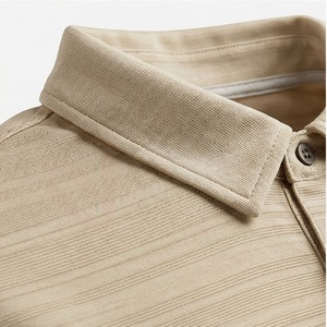 Polo à manches courtes pour homme, beige, 100% polyester, tricoté, séchage rapide, design uni, coupe classique - Product Image 4