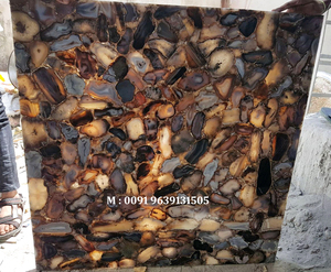 Most Beautiful Gemstone Blue Color Agate Slab For Kitchen And Home Manufacturer Of Translucent Natural Gemstone Blue Agate Slab - Product Image 5