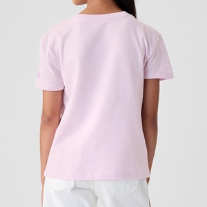 Camiseta Casual de Punto para Mujer y Adolescente, 100% Algodón, con Encaje, Manga Corta, Cuello Redondo, Talla Personalizada, Color Sólido, Lavado, Tallas Grandes, Ecológica - Product Image 4