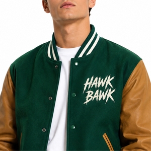 Chaqueta Varsity Premium para Hombre, Tela Suave, Mangas de Cuero PU Hechas a Medida, Ajuste Cómodo, Prenda Casual de Otoño de Calidad - Product Image 4