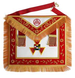 Tablier de Loge Maçonnique Brodé à la Main avec Fil de Bullion et Broderie Zari, en Coton-Polyester et 100% Peau d'Agneau de Luxe - Product Image 4