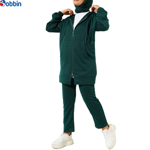 Conjunto de Sudadera Larga con Capucha para Mujer Musulmana, Tallas Grandes, Color Sólido, Otoño-Invierno, Deportivo y Modesto, con Cordón y Cremallera, Personalizado y de Gran Venta - Product Image 3
