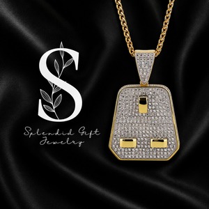 Collar con Colgante de Zirconia Cúbica Estilo Hip Hop, Chapado en Oro, Cobre, Letra Personalizada, Joyería para Fiesta, Boda, Regalo - Product Image 1