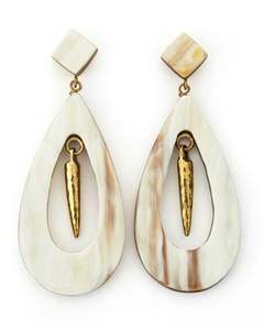 Pendientes de cuerno de búfalo hechos a mano para damas, accesorios de joyería de moda. - Product Image 4