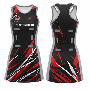 Robe de netball sans manches personnalisée pour femme, impression par sublimation, motif vague bleue, respirante, uniforme adulte sans manches - Product Image 5