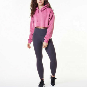 Hoodie court oversize pour femme, sweat-shirt court en molleton doux, pull à capuche court pour femme - Product Image 1