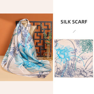 High End Retro Style Satin Luxury Silk Scarves 6A Grade Real Mulberry Silk <b>Soft</b> & Smooth Square Silk Scarf with Gift <b>Box</b> - Product Image 3