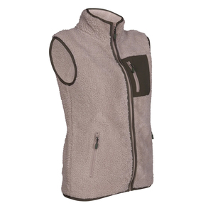 Chaleco polar térmico beige transpirable para mujer, el más vendido, con cuello en V, bolsillos con cremallera, bolsillo en el pecho con parche tejido, sin mangas, para exteriores - Product Image 2