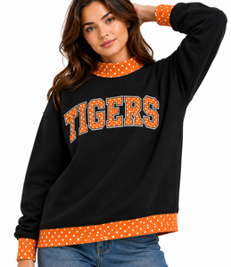 OEM Custom <b>Mock</b> <b>Neck</b> Oversized Sweatshirt Women Gingham Patchwork Letter Applique Embroidery Warm Winter Casual Pullover <b>Top</b> - Product Image 6