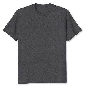 T-shirt décontracté pour homme grande taille, col rond, manches courtes, coupe classique, en jersey 100% coton doux, couleur noir chiné, personnalisable sur le devant - Product Image 3