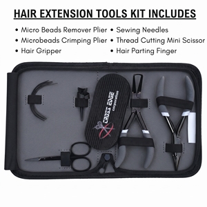 Kit complet d'outils pour extensions capillaires en acier inoxydable : Pince à micro-anneaux, Pince à démonter, Aiguille, Pince à velcro, Pince de sectionnement, Accessoires de salon - Product Image 2