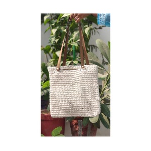 Bolso de Mano Tejido a Mano, Ecológico, de Algodón Suave, con Diseño a Rayas, Asas de Borlas, Impermeable, para Mujer, Playa o Mercado - Product Image 6