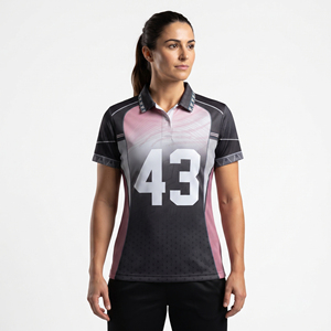 เสื้อคริกเก็ตผู้หญิงแบบสั่งทำพิเศษ พิมพ์ลายแบบ Sublimation ผ้าโพลีเอสเตอร์ 100% เสื้อฟุตบอลผู้หญิงประสิทธิภาพสูง เสื้อคริกเก็ตผู้หญิงประสิทธิภาพสูง - Product Image 1
