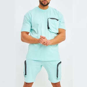 Men's Breathable Casual Summer Sweat Suit <b>Twin</b> <b>Set</b> 2-Piece Short Sleeve T-Shirt and Shorts - Product Image 3