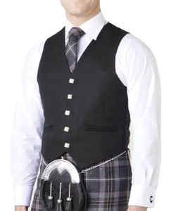 Chaqueta de kilt Argyll negra hecha a medida con chaleco, estilo vintage escocés, ropa de las Tierras Altas transpirable, de lana Serge, lista para enviar. - Product Image 3
