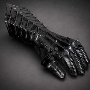 ถุงมือเหล็กสไตล์ยุคกลาง ชุบนิกเกิลสีดำ แบบโบราณ สำหรับคอสเพลย์ - Product Image 4