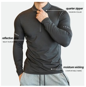 T-shirt pour homme en coton 100% tricoté, noir, à manches courtes, col rond, fermeture éclair, décontracté, respirant, séchage rapide, coupe classique, logo sur le devant - Product Image 2