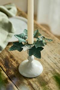<b>Candlestick</b> <b>Holder</b> with Green Leaf Design Round Base for Home Decoration Heat Resistant Durable - Product Image 1