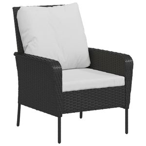 Black Poly Rattan Patio <b>Chair</b> <b>with</b> <b>Footstool</b> Garden Furniture Set - Product Image 6