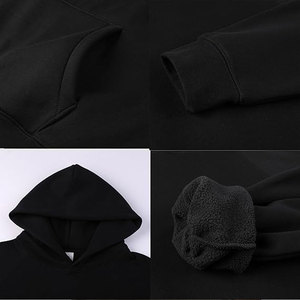 Sweat à capuche noir pour homme, couleur unie, avec poche kangourou, manches longues, streetwear quotidien, mode hiver - Product Image 5
