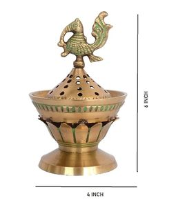 Hand-Made Brass <b>Incense</b> <b>Burner</b> With Peacock Finial <b>Chinese</b> Style Religious Use All-Season Aromatherapy Diffuser - Product Image 2