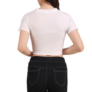 Top corto de LICRA de verano de alta calidad para mujer, de diseño personalizado DTG camisetas impresas, nueva moda, pantalla bordada transpirable - Product Image 2