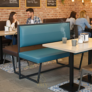 Sofá de banco indio con acabado de hierro biplaza de diseño industrial, muebles de hotel para uso hospitalario hechos de metal - Product Image 1