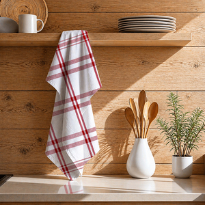 Meilleures Serviettes de Cuisine en Coton 100% Super Absorbantes, Rayées Teintes en Fil, Design de Noël - Product Image 1